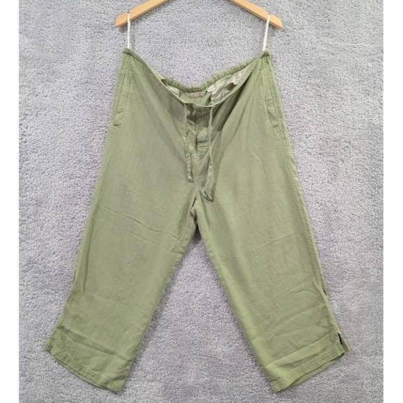 Tommy Bahama Pants - Tommy Bahama Women's Medium 100%‎ Silk Green Cropped Pants Drawstring Pockets